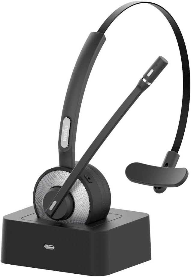 Willful M98 Bluetooth Headset Wireless Headset with Microphone Charging Base Pro Clear Sound for Car Truck Driver Call Center Home Office PC: Electronics