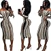 Women's Sexy Striped Off Shoulder Cocktail Party Midi Club Skirt Evening Slim Cocktai Dresses