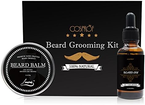 Cosprof Beard Oil and Beard Balm Mustache Cream Kit for Men Care,Healthy Moisturizing Mustache Wax Set for Beard Styling