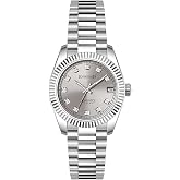 KNISKRED Classic Dress Watch for Women Crystal Accented Dial | Water Resistant | Solid Stainless Steel Band | Date Calendar | Japanese Precise Movement | 2 Year Battery Life
