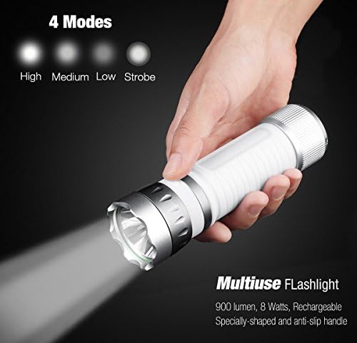 900 Lumens Tactical Flashlight with Camping Lantern, USB Rechargeable 2600mA Power Bank for Mobile Charging- Bike Headlights and Taillight Set with Free Magic Scarf Included