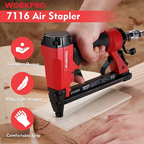 WORKPRO - Pneumatic stapler with 1884 staples, used pneumatic nailer staples type 71/6-16mm, ideal for DIY, decoration, wall, tapestry, wood