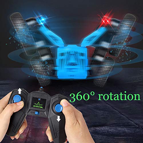 SB Toys RC Stunt Car RC Car Remote Control Car, 360 Degree Flips Double Sided Rotating Race Car, Remote Controlled Car for Kids, 4WD Monster Truck Tumbling Crawler Vehicle, Best Gift for Kids Blue