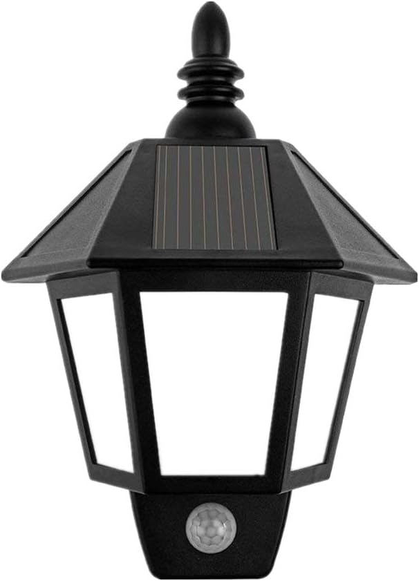 Onerbuy Solar Powered Motion Sensor Wall Lights Outdoor Security Sconces LED Lantern Lamp for Garden Fence Patio Deck
