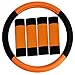 FH Group Universal Fit Modernistic and Seat Belt Pads Combo Set Steering Wheel Cover Fits Most Cars, SUVs Orange