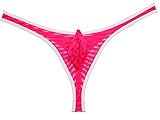 Jaxu Men's Bordered Mesh Striped Thong Underwear M