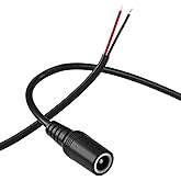 DC Female 2.1mm x 5.5mm Power Jack Adapter Barrel Plug Socket Cable for CCTV IP Security Camera,DVR,HDVD,Car Rearview Monitor System Video,LED Strip Light,Low Voltage DC Pigtail Bare Wire Cord