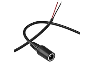 SIOCEN DC Female 2.1mm x 5.5mm Power Jack Adapter Barrel Plug Socket Cable for CCTV IP Security Camera,DVR,HDVD,Car Rearview Monitor System Video,LED Strip Light,Low Voltage DC Pigtail Bare Wire Cord