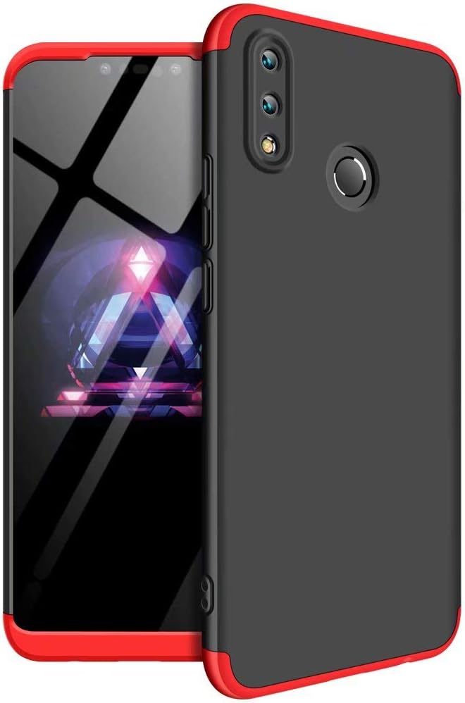 MISSDU replacement for Case Huawei Nova 3i/ P Smart + Case Ultra-Thin Case with [Tempered Glass Screen Protector] Simple Stylish Fully Protective Cover - black red