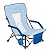 #WEJOY Compact Low Sling Folding Beach Chair Lightweight Collapsible with Cup Holder Pocket Mesh Back and Armrest, Blue