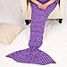 BATTOP Mermaid Tail Knitted Blanket for kids-(Child, Purple)