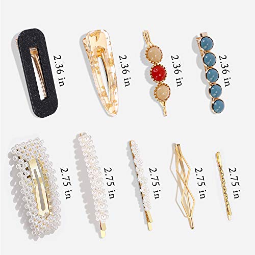 24Pcs Hair Clips - Cehomi Fashion Korean Style Pearls Hair Clips Barrettes Sweet Artificial Macaron Acrylic Resin Hairpins for Women,Ladies and Girls Headwear Styling Tools Hair Accessories