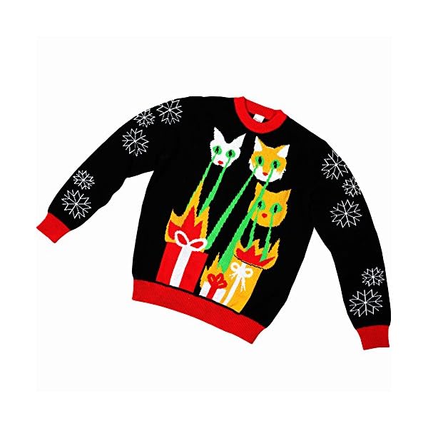 FunQi Laser Cat-Zillas Ugly Christmas Sweater, Black - Image 4