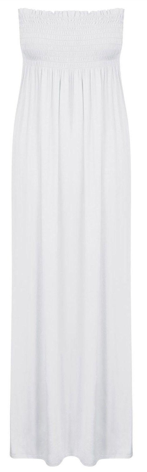 Crazy Girls Womens Bandeau Boobtude Gathered Sheering Strapless Long Maxi Dress