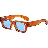 EYLRIM Thick Frame Square Sunglasses for Women Men Chunky Rectangle Sun Glasses Black Shades UV400 Protection