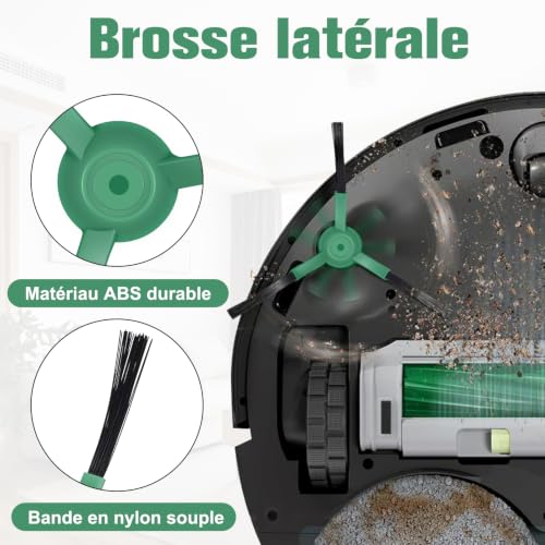 DrRobor Accessories Replacement iRobot Roomba Plus 505/405/507 Combo | 2 Main Brushes, 6 Mops, 6 Dust Bags, 4 Hepa Filters, 6 Side Brushes