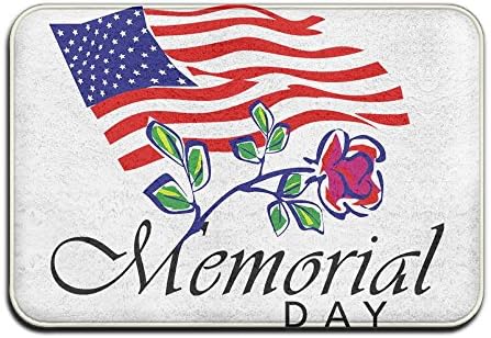 LINGLIII Memorial Day Rose And American Flag Nice Monogram Doormat