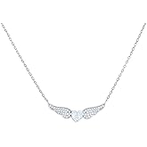 Jewels By Lux Sterling Silver Or Yellow-Tone Womens Heart Round Cubic-Zirconia Flying Heart Charm Necklace Size 16 + 2 Inches