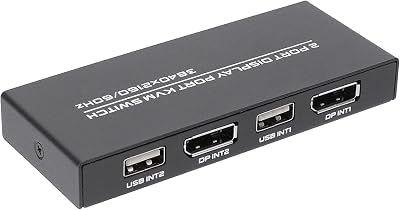 Peowuieu DisplayPort KVM Switch 4K 60Hz DP USB 2 Computer Share Keyboard Mouse