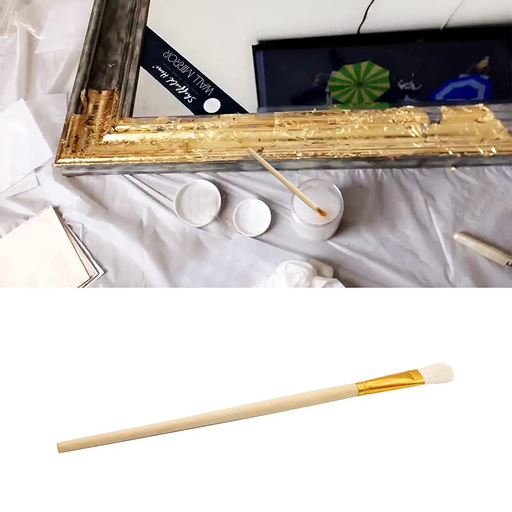 Gilding Brush Set, Goat Hair Brush, Leaf Sweeper, Paint Brush for Edible Gold Leaf, Gold Flakes, Gold Leaf Sheets 6 per Pack