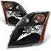 AKKON - Fits 2007-2009 Sentra Base | S | SL | SE-R Black Headlights Driver and Passenger Side Replacement