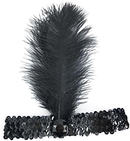 EINGE Feather Headband Women Halloween Feather Mask Headband Headdress Hair Accessories (black)