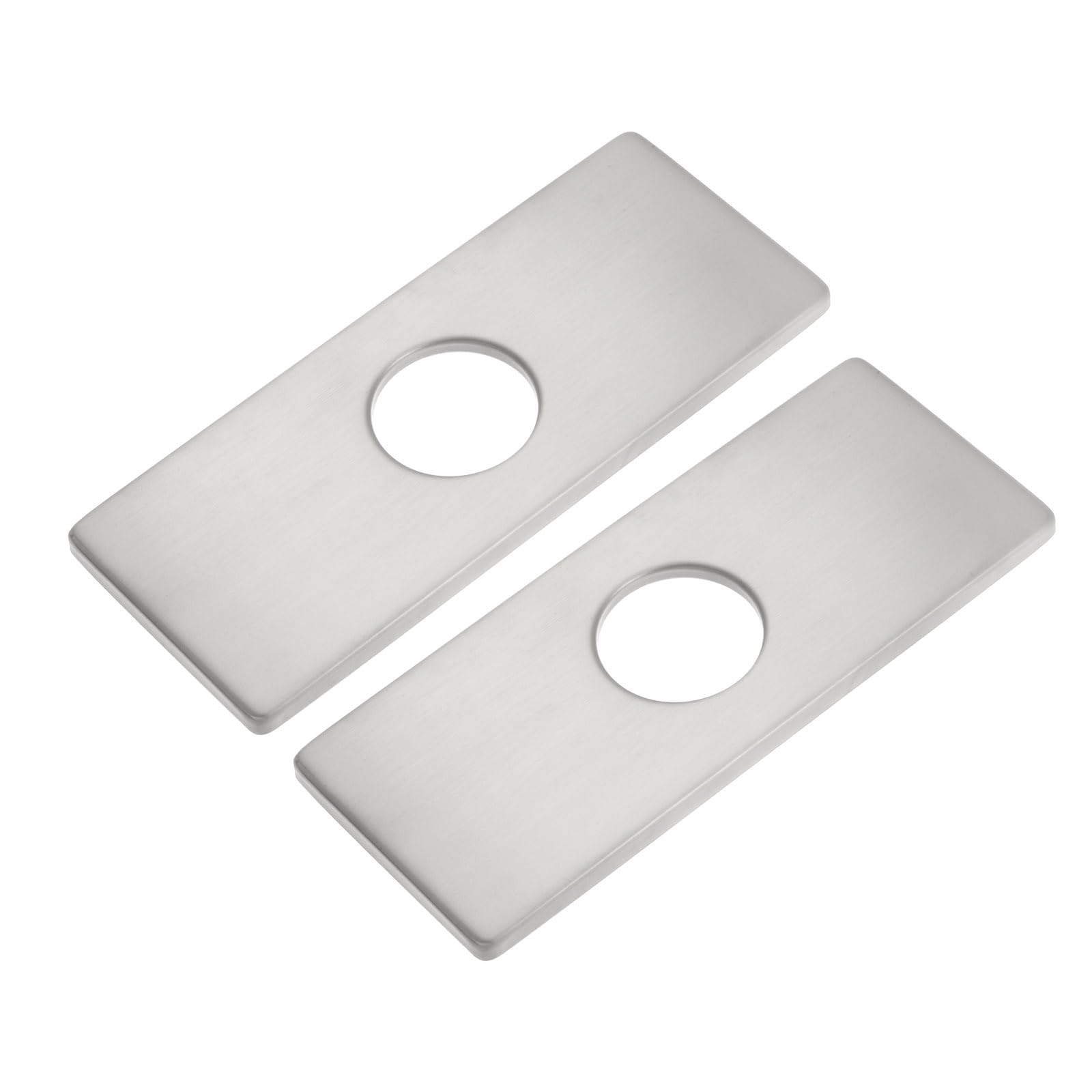 uxcell 2pcs 6 Inch Hole Cover Deck Plate Escutcheon, Stainless Steel Sink Cover Plate for Bathroom or Kitchen Sink Faucet, Rectangle(Brushed Silver)