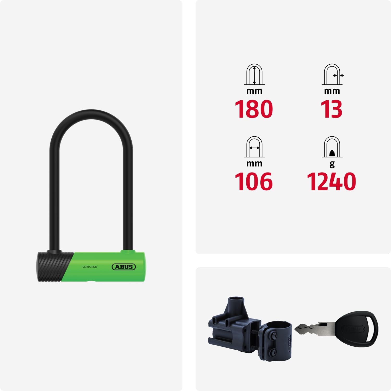 ABUS Bügelschloss 410K Ultra, Variante 150HB180, Grün 3
