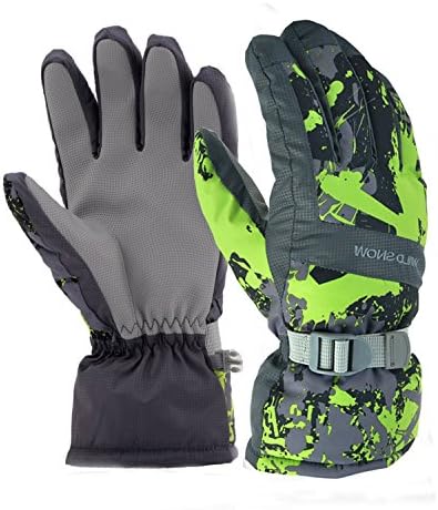 365invent Ski Gloves Waterproof Windproof Glove Winter Gloves Biking Gloves Ski Snowboard Gloves Winter Thermal Warm Snow Skiing Snowboarding Snowmobile Gloves for Men Women (Black-Green, XL)