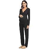 Seraphine Women's Maternity & Nursing Bamboo Pyjama Set Black