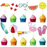 Ananasblatt Cupcake Topper – 24 Stück, Grün Glitzernd Für Tropen-Party