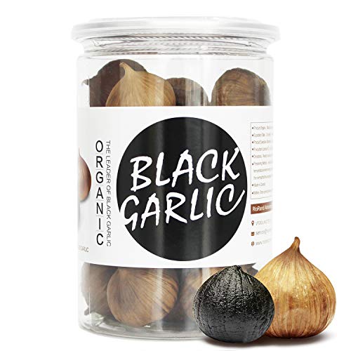 RioRand Organic Black Garlic 320g Whole Black Garlic Aged for Full 90 Days Black Garlic Jar 0.7 Pounds