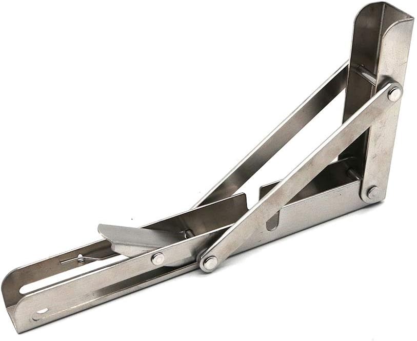 Set of 2 NUZAMAS 10" Folding Shelf Brackets, 10 inch Foldable Shelf Brackets, Building Fold Away Shelves, Tables - Image 3