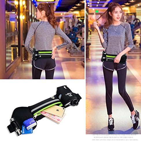 Running Pouch Belt -iPhone 6, 7 Plus Holder for Runners- Best Running Gear for Hands Free Workout- Fanny Waist Pack with Pocket and Water Bottle(Green)