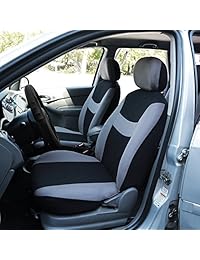 FH GROUP FH FB030102   Juego de fundas de asiento Light & Breezy, Bolsa de aire y división listas   apta para la mayoría de los automóviles, camiones, vehículos comerciales o camionetas., Gris Negro
