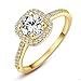 Winter Z Womens Jewelry Circular Bead Square Ring Diamond 18K Gold Ring Wedding,Ring Size 9