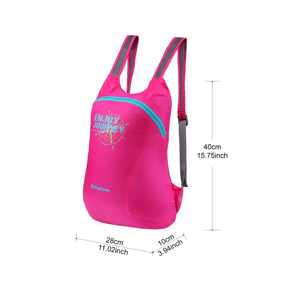 KingCamp 12L Ultralight Handy Packable Camping Hiking Travel Backpack Daypack (Rose Red)