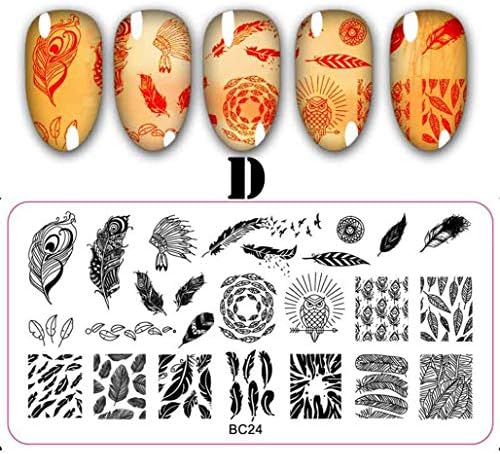 SHJNHAN DIY Nail Art Stamp Stamping Plates Manicure Template Nail Stamping Plates (D)
