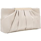 CHARMING TAILOR Clutch Evening Bag Elegant Pleated Satin Formal Handbag Simple Classy Purse for Women
