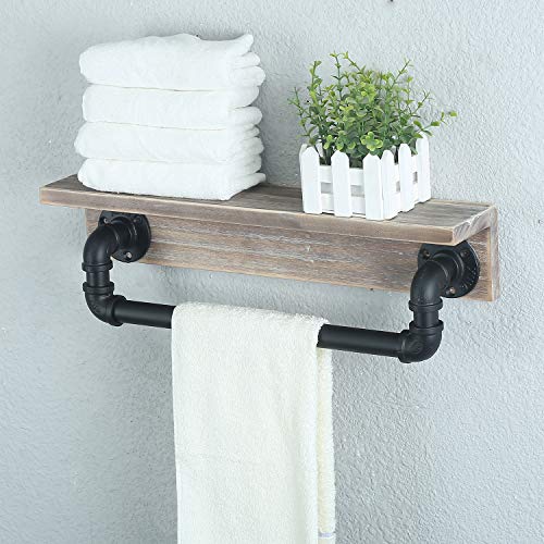 MBQQ Industrial Pipe Shelf,Rustic Wall Shelf with Towel Bar,20