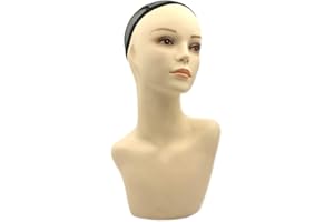 LIAMTU 17-inch Female Mannequin Head Form with Eyelashes and Lips Display Stand for Wigs, Hats, Jewelry