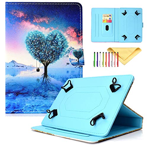 Cookk Universal Cases and Covers for iPad Mini 4/3/2/1, Galaxy Tab 8.0 Inch Skin Case, (Slim Kickstand Wallet Case Fit All 7.5-8.5 inch Tablet), Love Tree