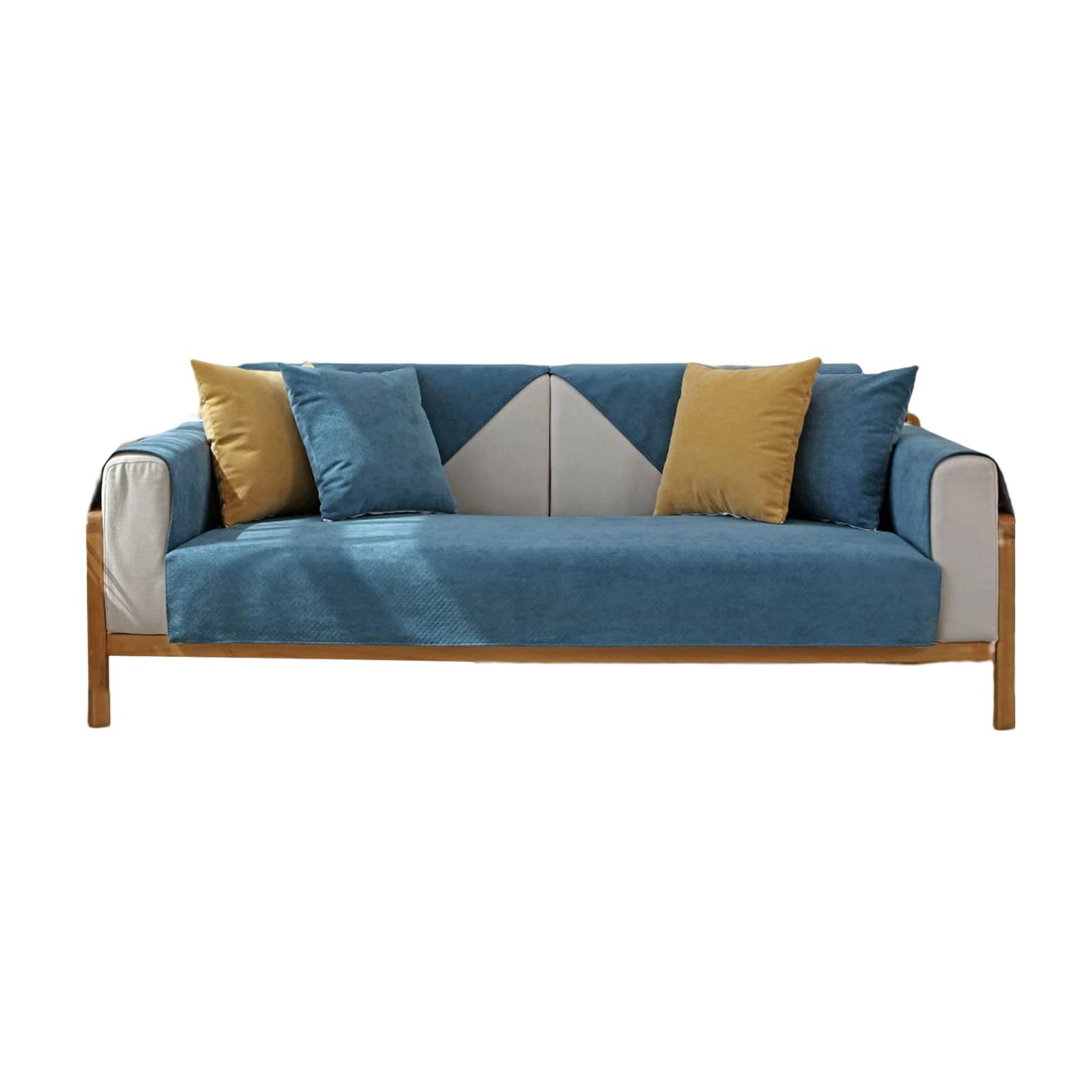 VanderHOME Solid color sofa cover 1/2/3/4 Seater Nano waterproof sofa slipcovers with various sizes Furniture Protector Sofa Cover Armchair covers for dog pets 90 x 210cm-dark blue (FL-1ACWf078)