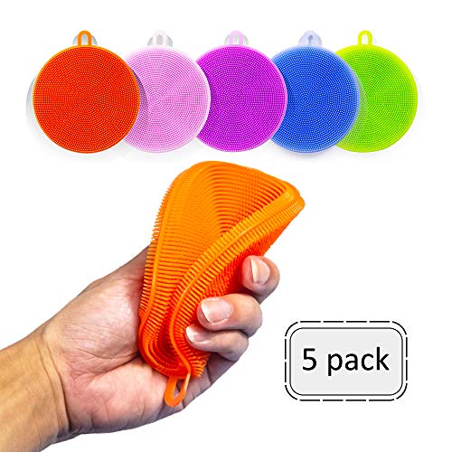 YOZATIA Silicone Dish Sponge Magic Sponge 5 Pack, Dishwasher Safe Dish Brush, Smart Kitchen Scrubber Kitchen Accessories Household Cleaning Sponges