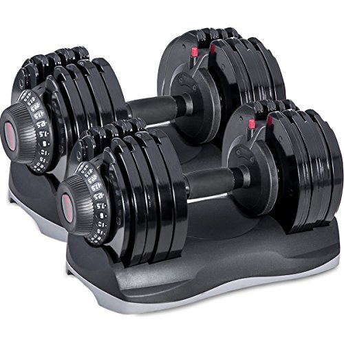 Merax Deluxe 71.5 Pounds Adjustable Dial Dumbbell (Pair with Stand Set)