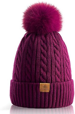ZOORON Womens Winter Knitted Beanie Hat with Faux Fur Pom  display picture 1