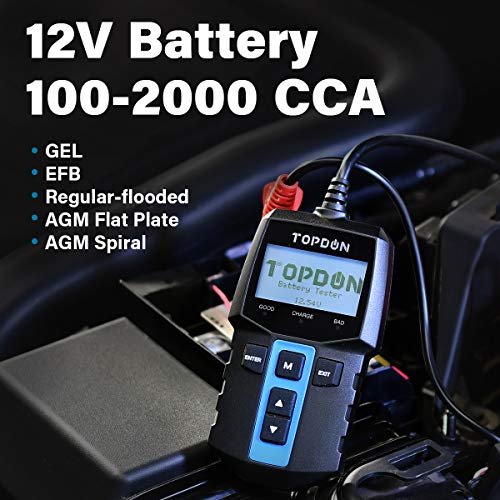 Car Battery Tester 12V Load Tester, TOPDON BT100 100-2000 CCA Automotive Alternator Tester Digital A - //medicalbooks.filipinodoctors.org