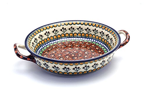 Click Here to See More Images Polish Pottery Baker - Round with Handles - Medium - Unikat Signature - U079