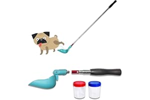 QMARK Telescopic Urine Collector, Reusable Dog Urine Sample Catcher, Cat Pee Stick for Veterinary Supplies, with 2 Collection Cups (Rotatable)
