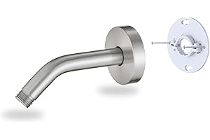 RAINREVIVE 6 Inch Shower Arm with Flange and Stabilizer Bracket, Wall Mounted Shower Pipe Arm 304 Stainless Steel For Fixed Shower Head & Handheld Showerhead, Brushed Nickel